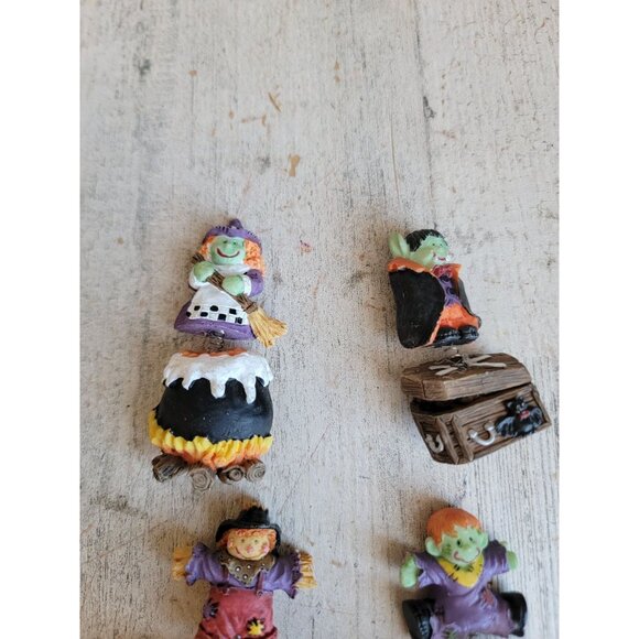 Vintage Halloween miniature magnet Frankenstein ghost witch set - Picture 5 of 8